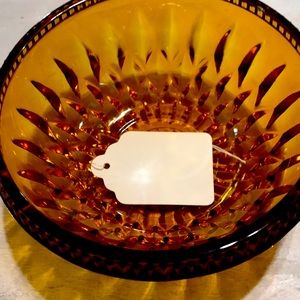 Amber glass bowl diamond cut